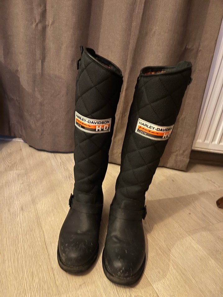 Kadın Siyah Deri Biker Dizüstü Çizme - Görsel 3