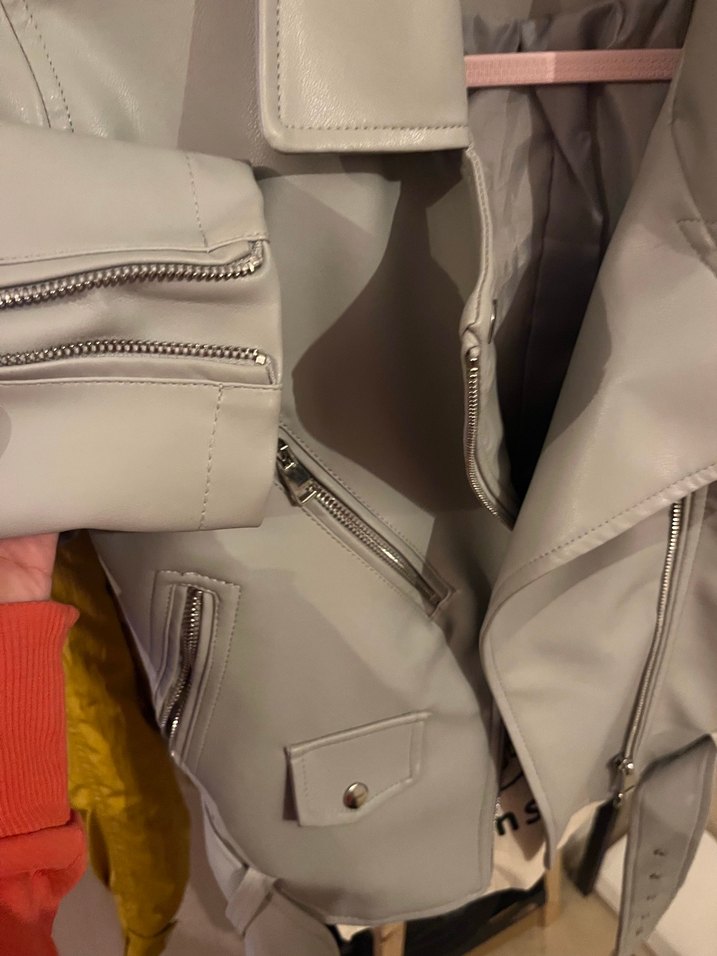 Gri Deri Kemerli Kadın Ceket - Görsel 2