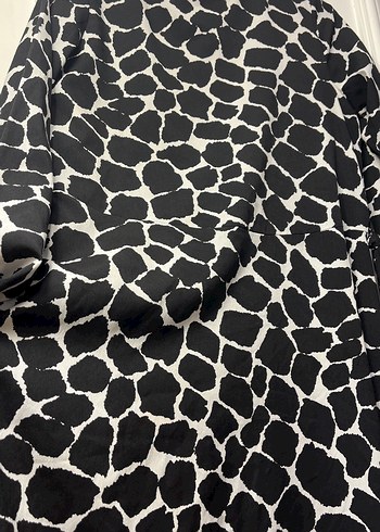 Siyah Zebra Desenli Uzun elbise