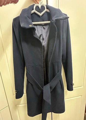 Zara Sik Lacivert Kemerli Kaban