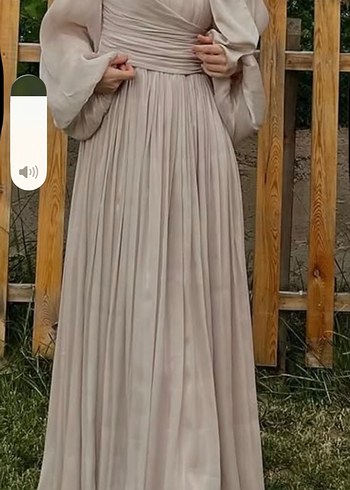 Abiye Romantik Pudra Pembe Uzun Elbise