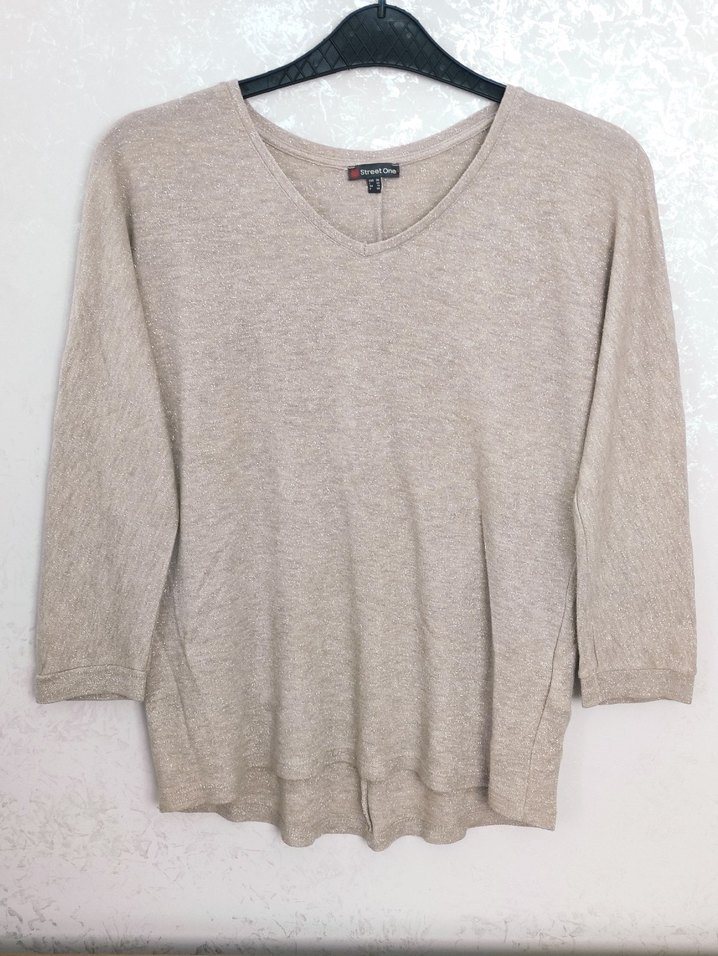 Bej V Yakalı Kadın Salaş Kazak - Görsel 3