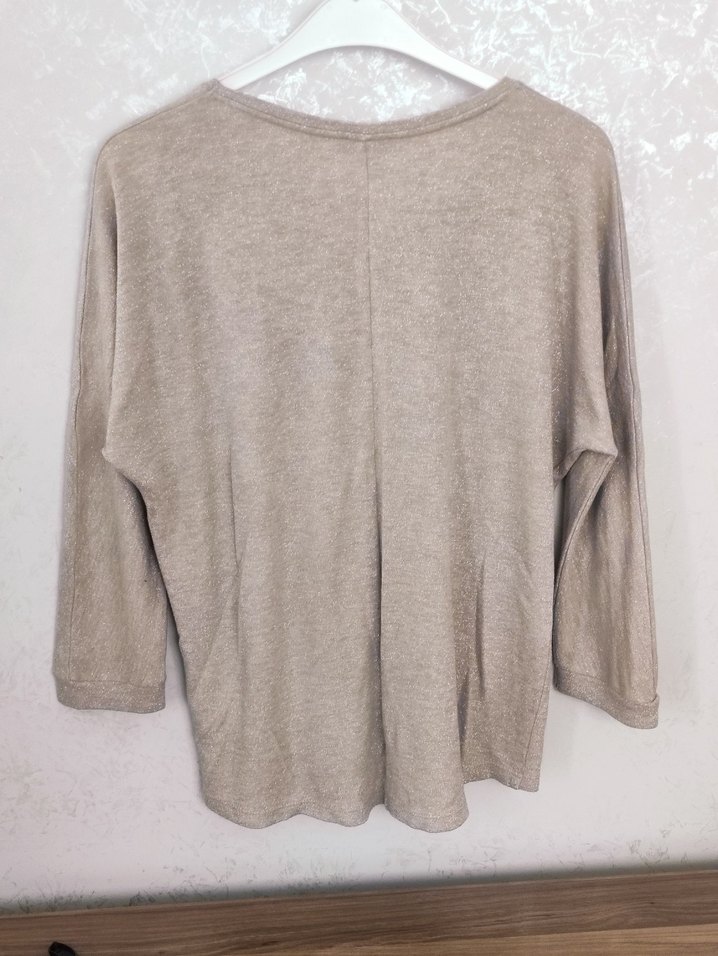 Bej V Yakalı Kadın Salaş Kazak - Görsel 4