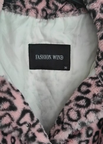 Pembe Leopar Desenli Kadın  Peluş Mont - Görsel 4