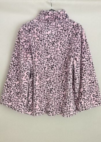 Pembe Leopar Desenli Kadın  Peluş Mont - Görsel 3