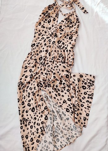 Leopar Desenli  Uzun Elbise - Görsel 4