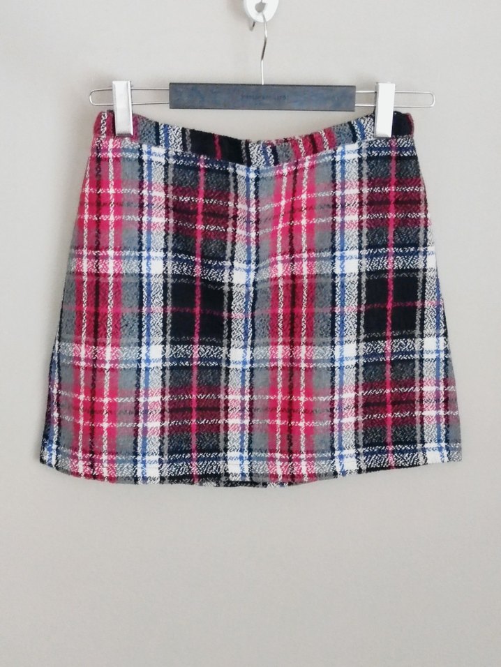 Renkli Kareli Mini Etek - Görsel 2