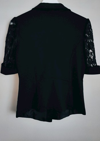 Dantel Detaylı Siyah Kısa Kollu Blazer - Görsel 9