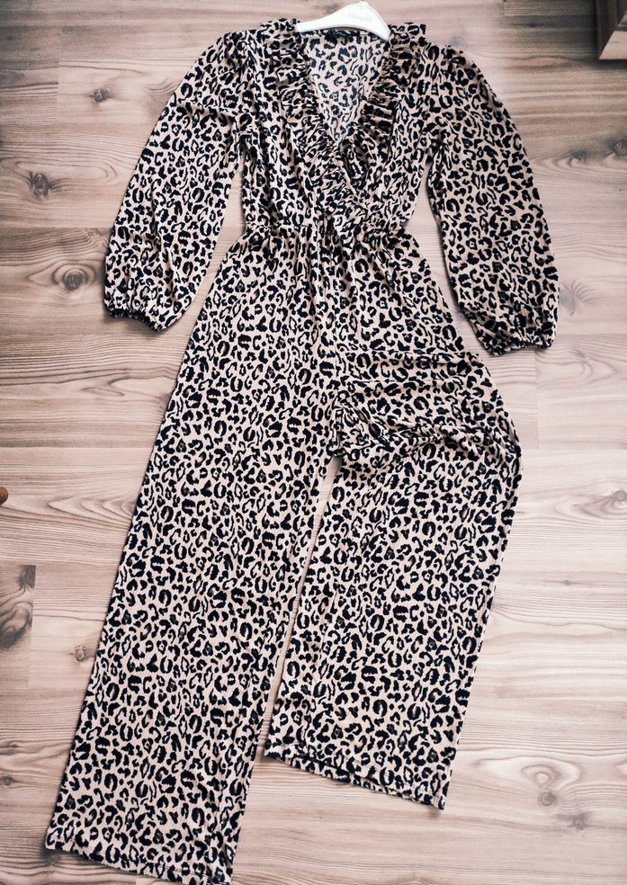 Kahverengi Leopar Desenli Kadın Tulum - Görsel 5