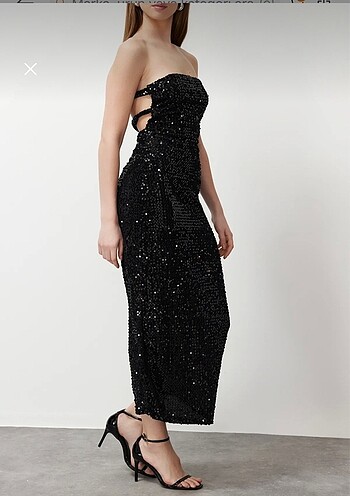 pul payet midi elbise
