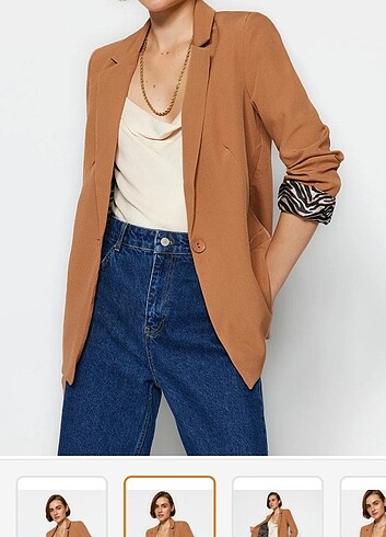 Camel Astar detaylı blazer ceket