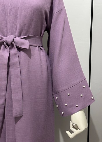 m Beden Nakışlı Uzun Mor Kadın kimono