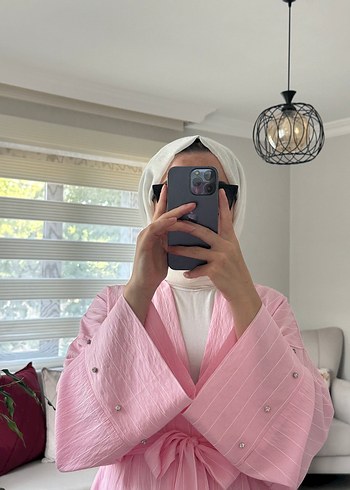 m Beden Pembe Uzun Bağcıklı Kadın Kimono