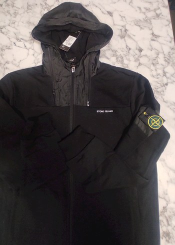Stone Island Siyah Kapüşonlu Erkek Rüzgarlık - Görsel 2