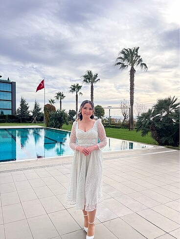xl Beden beyaz Renk SİMLİ SÖZ NİŞAN ELBİSESİ