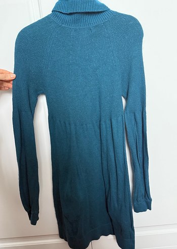 Kadın Turkuaz Balıkçı Yaka Triko Elbise - Görsel 3