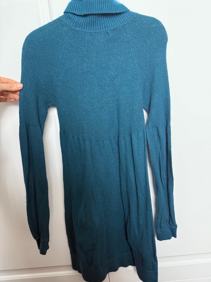 Kadın Turkuaz Balıkçı Yaka Triko Elbise - Görsel 3