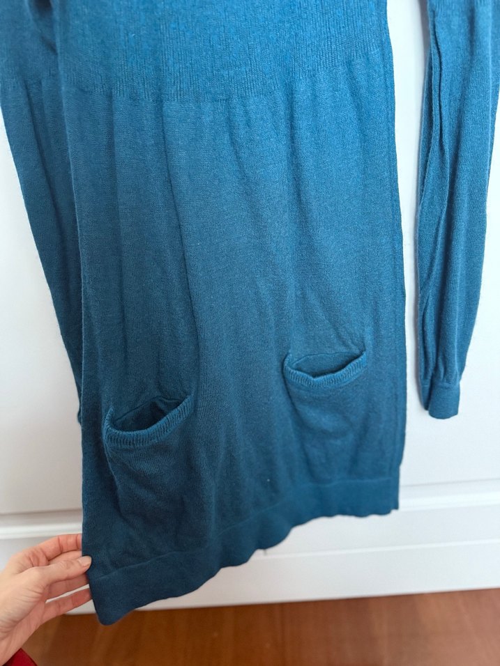 Kadın Turkuaz Balıkçı Yaka Triko Elbise - Görsel 4