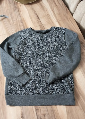 Gri Örgü Kadın Triko Sweatshirt