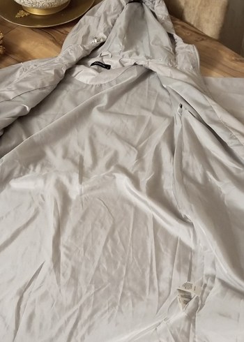 Gri Midi Kadın Yağmurluk Kapüşonlu - Görsel 7