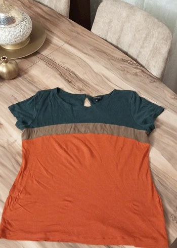 m Beden Renk Bloklu Pamuklu Kadın Tişört