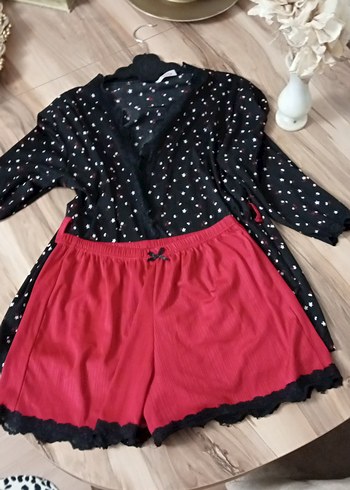 Kırmızı Mini Rahat Kadın Pijama Takımı