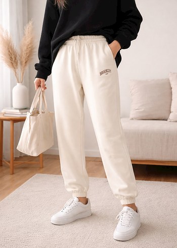 Beyaz Brookir Baskılı Pamuklu Kadın Eşofman - Görsel 8