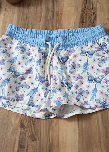 Mavi Kelebek Desenli Bağcıklı Mini Şort - Görsel 2