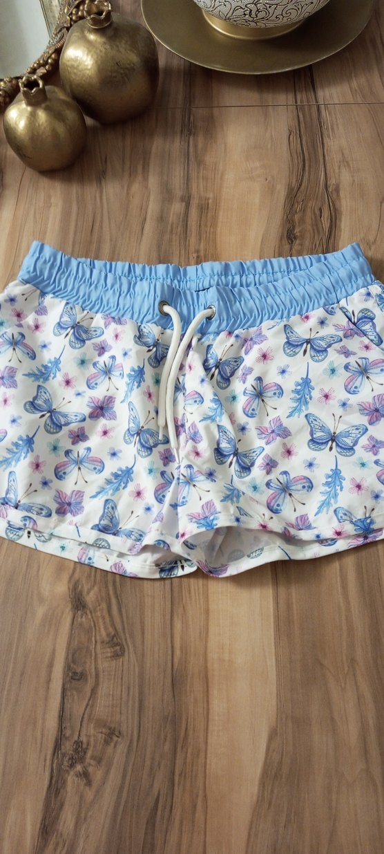 Mavi Kelebek Desenli Bağcıklı Mini Şort - Görsel 2
