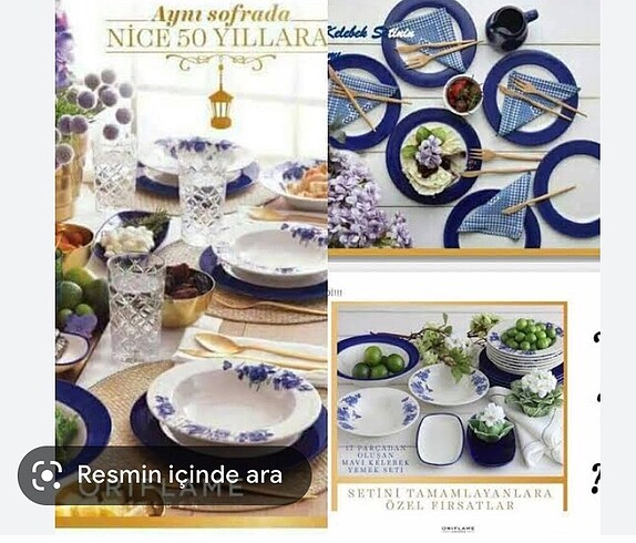 Oriflame mavi yemek takımı 6 kışilik