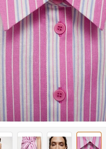 Mango Pembe Çizgili Kolsuz Mini Elbise - Görsel 4