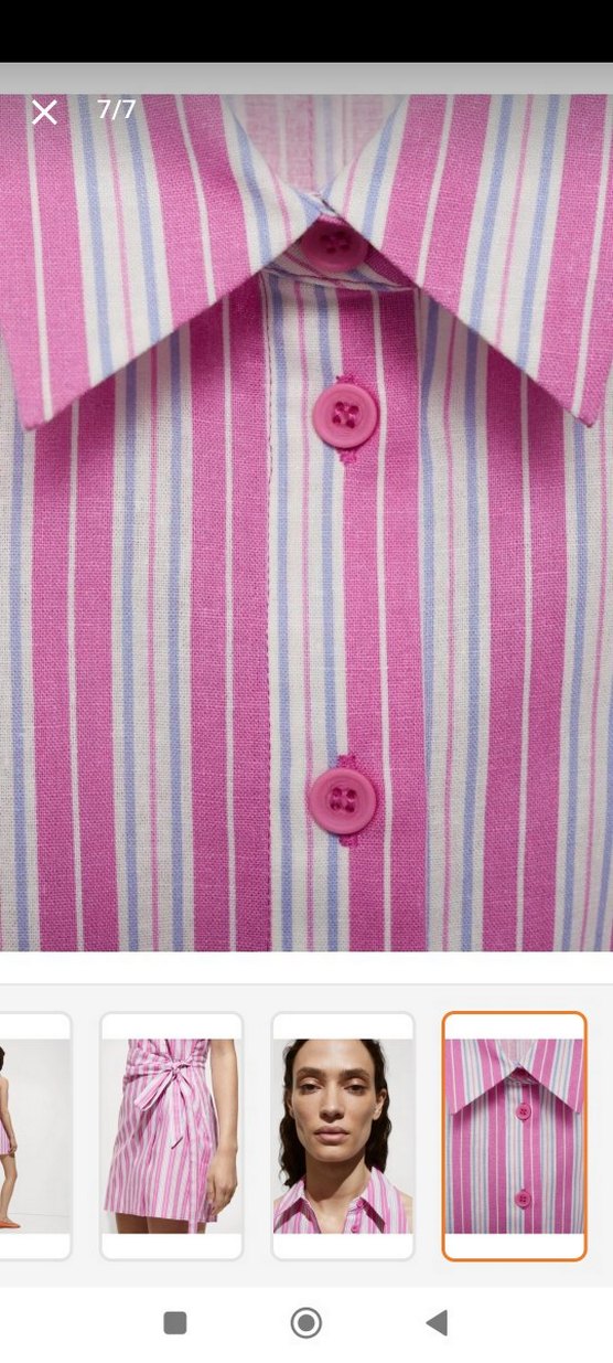 Mango Pembe Çizgili Kolsuz Mini Elbise - Görsel 4