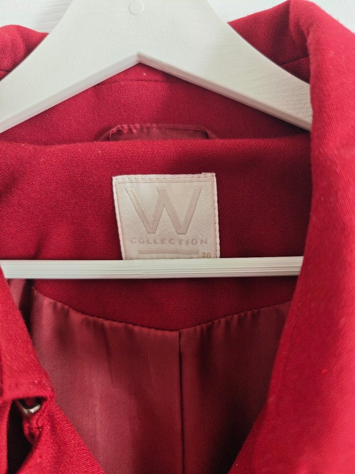 w collection bordo Kemerli Uzun Kadın Trençkot - Görsel 4