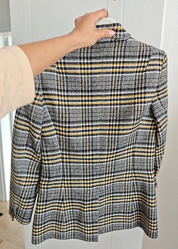 İpekyol Düğmeli Gri Ekose Midi Kadın Blazer - Görsel 2