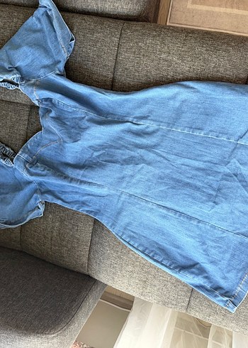 Twist Rahat Ve Sik Acik Mavi Denim Elbise