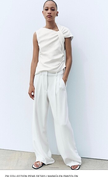 Zara beyaz maskülen pantolon