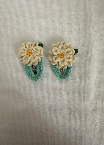 Örgü Çiçekli Bebek Toka Seti - Görsel 2