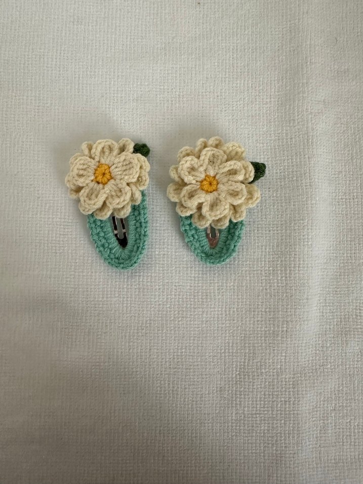 Örgü Çiçekli Bebek Toka Seti - Görsel 3