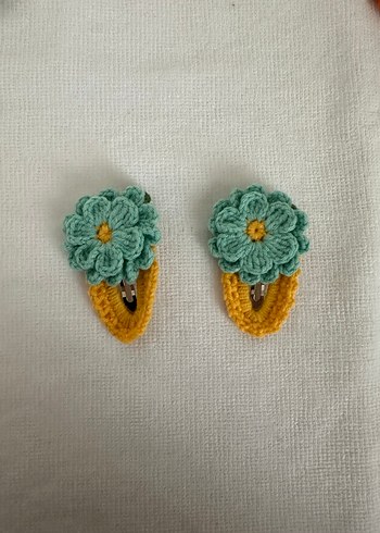 Çiçek Desenli Örgü Renkli Çocuk Toka - Görsel 2