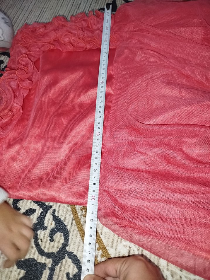 Pembe Uzun Fırfırlı Abiye Elbise - Görsel 3