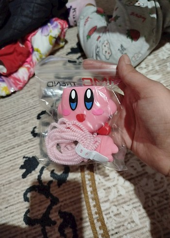 Elastik Pembe Baskılı Şarj aleti kılıfı