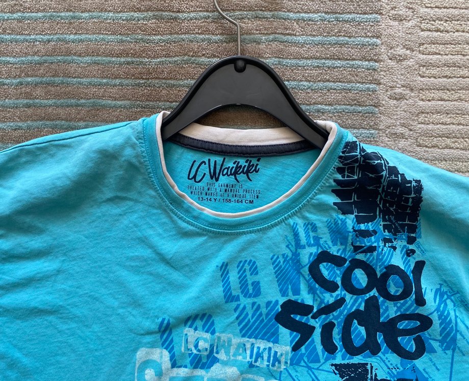 Erkek Çocuk Renkli Baskılı Mavi Tişört - Görsel 3