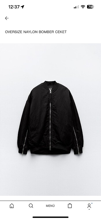 Zara oversize bomber ceket siyah etiketli
