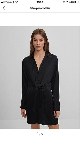 Bershka saten gömlek elbise