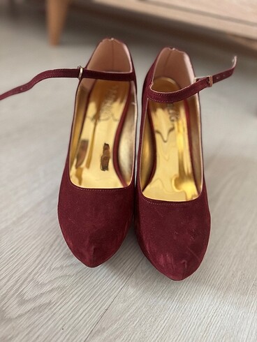Bordo topuklu kına ayakkabısı - Görsel 5