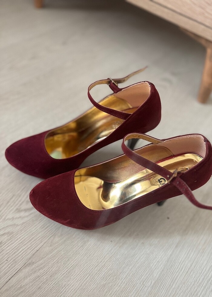 Bordo topuklu kına ayakkabısı - Görsel 4