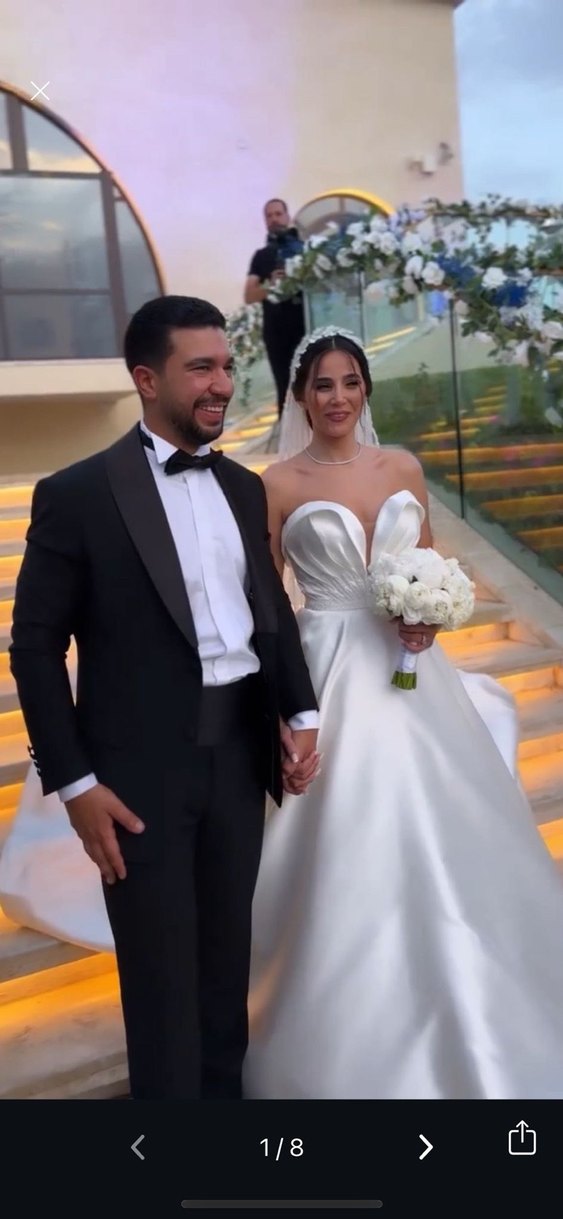 Straplez Beyaz Saten Uzun A Kesim Gelinlik - Görsel 3