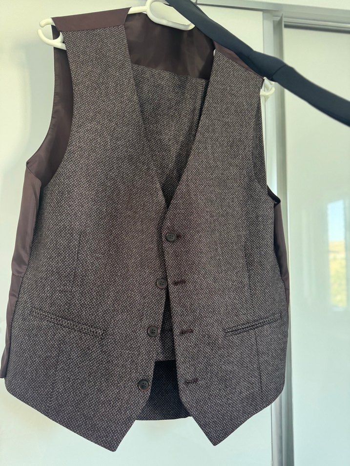 Bordo Düğmeli Uzun Kollu Erkek Takım Elbise - Görsel 4