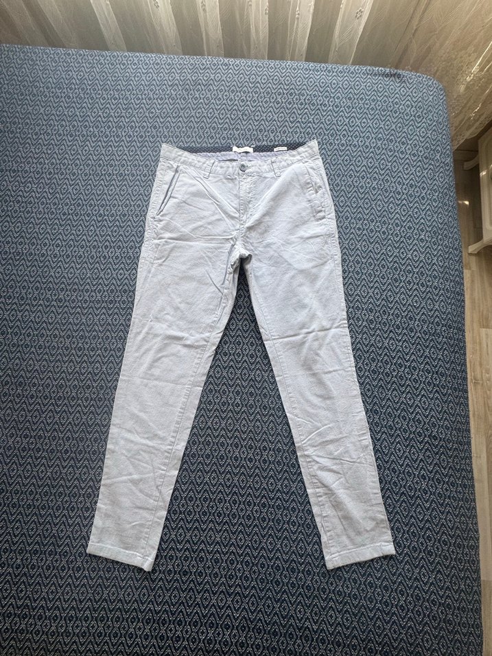 Buz mavisi keten Modern slim  Fit Erkek Pantolon - Görsel 2