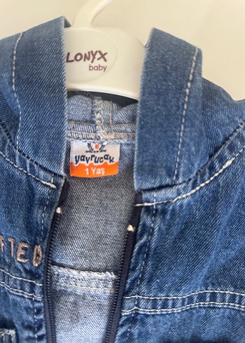 Erkek bebek Mavi Denim Fermuarlı Ceket - Görsel 3